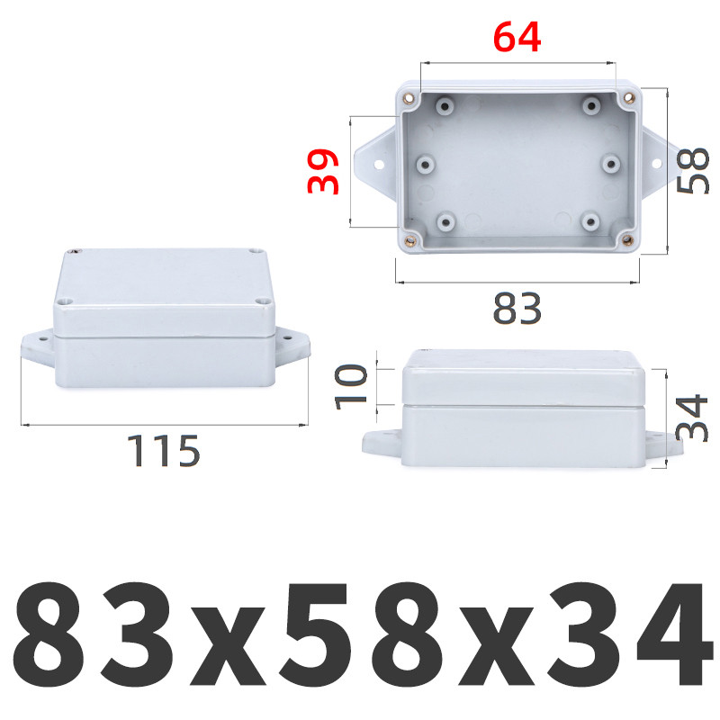 ABS Vodootporna kutija s ušicama Elektronička sigurna razvodna kutija Elektrotehnička kutija za instrumente Plastična kutija IP67