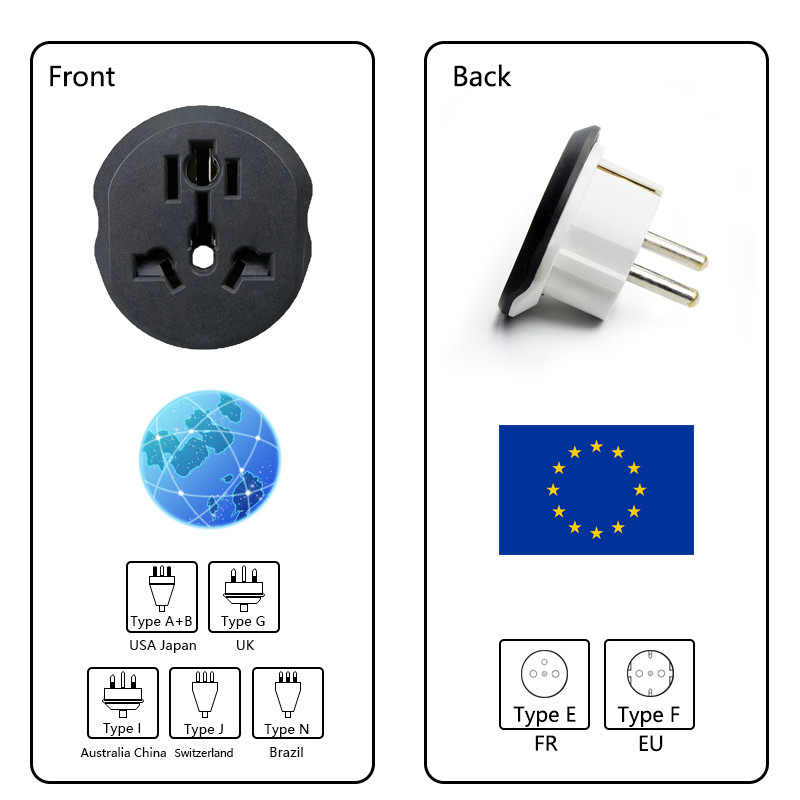 Rewnssin adapter za napajanje FR AU US UK to EU Univerzalni pretvarač utikača Putni adapter 2 okrugle zidne utičnice 16A 250V visoke kvalitete