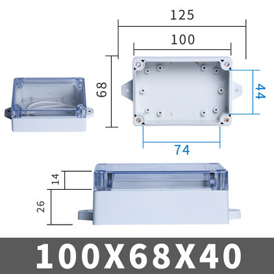 IP67 plastmasas caurspīdīgās kastes ūdensnecaurlaidīgs korpuss elektroniskā projekta āra instrumenta elektriskā projekta kastes savienojuma korpuss