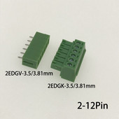 10 komplekts 3,5/3,81 mm taisnleņķa taisns leņķis 15EDGK 2-12P skrūvējams spraudnis PCB spaiļu bloka vīrišķais/sieviešu pieslēgts savienotājs