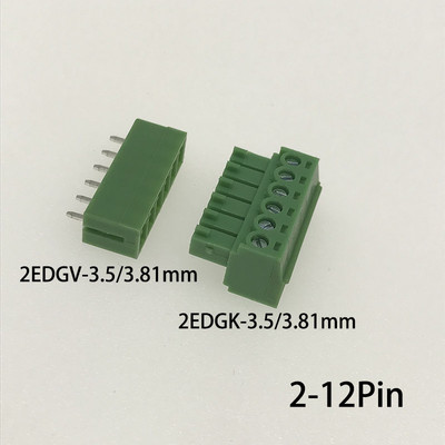 10 komplekts 3,5/3,81 mm taisnleņķa taisns leņķis 15EDGK 2-12P skrūvējams spraudnis PCB spaiļu bloka vīrišķais/sieviešu pieslēgts savienotājs