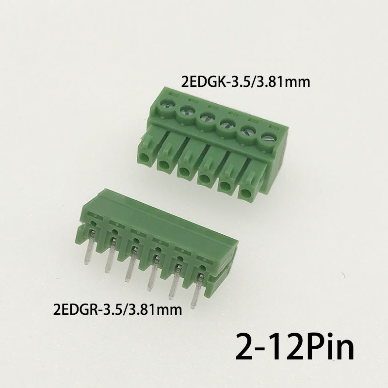 10 komplekts 3,5/3,81 mm taisnleņķa taisns leņķis 15EDGK 2-12P skrūvējams spraudnis PCB spaiļu bloka vīrišķais/sieviešu pieslēgts savienotājs
