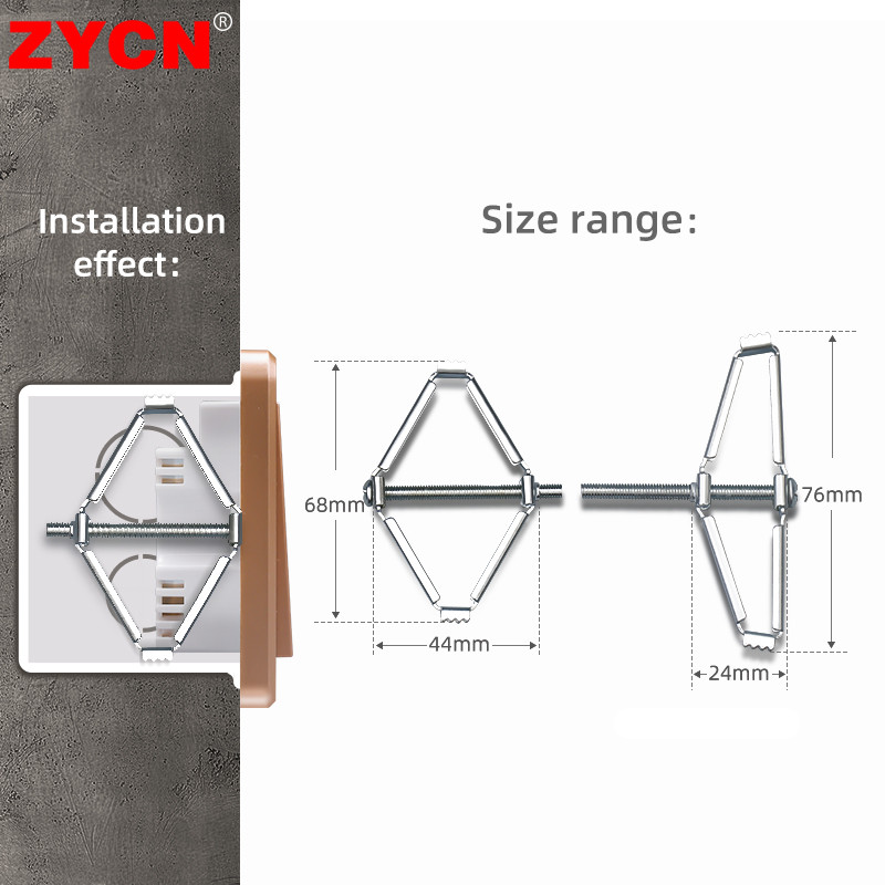 Kasešu remontētājs 86 mm tumšā kārba skrūvējams spraudnis, slēdzis tērauda ligzda Veca fiksēta siena Nomainiet elektriķi 2/6/10 gab. atbalsta stienis