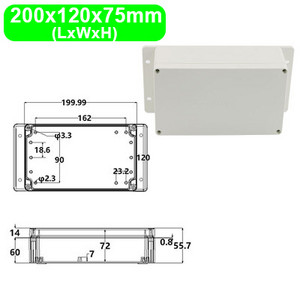 IP65 Vodootporno, otporno na prašinu, zatvoreno kućište za električno kućište s fiksnim ušima, vanjsko kućište, ABS plastična razvodna kutija za žice