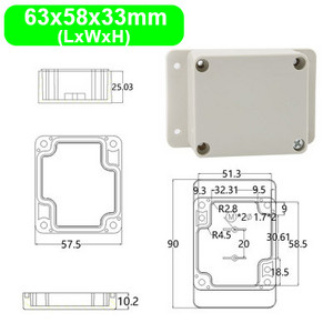 IP65 Vodootporno, otporno na prašinu, zatvoreno kućište za električno kućište s fiksnim ušima, vanjsko kućište, ABS plastična razvodna kutija za žice