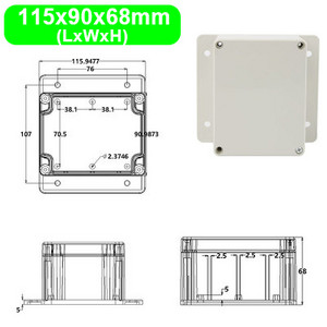IP65 Vodootporno, otporno na prašinu, zatvoreno kućište za električno kućište s fiksnim ušima, vanjsko kućište, ABS plastična razvodna kutija za žice