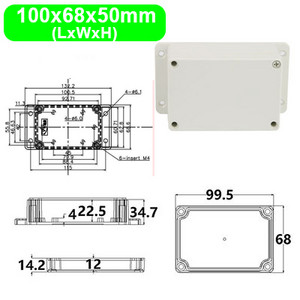 IP65 Vodootporno, otporno na prašinu, zatvoreno kućište za električno kućište s fiksnim ušima, vanjsko kućište, ABS plastična razvodna kutija za žice