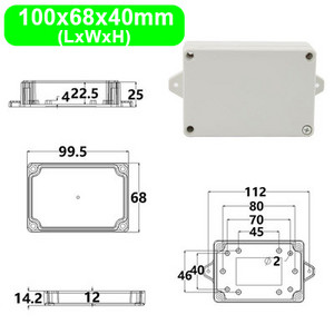 IP65 Vodootporno, otporno na prašinu, zatvoreno kućište za električno kućište s fiksnim ušima, vanjsko kućište, ABS plastična razvodna kutija za žice