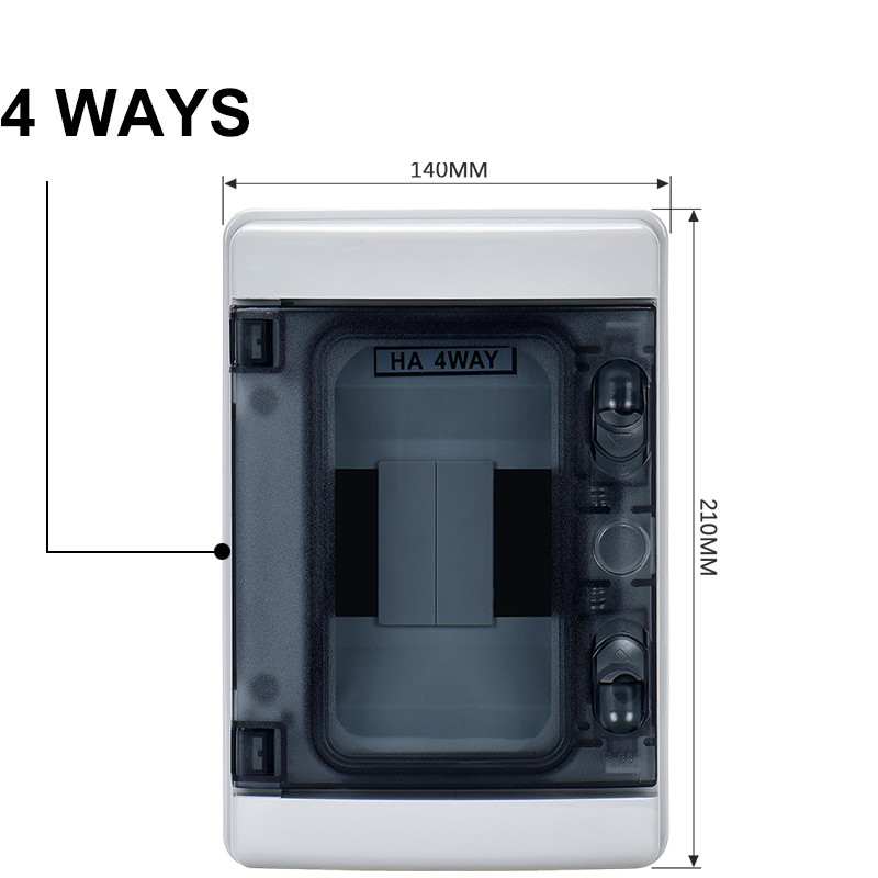 ABS plastikinė vandeniui atspari elektrinė jungiamoji dėžutė MCB Din bėgis HA-4/8/12/15/18/24 skirstymo būdai Vielos magistralės skylės korpusas