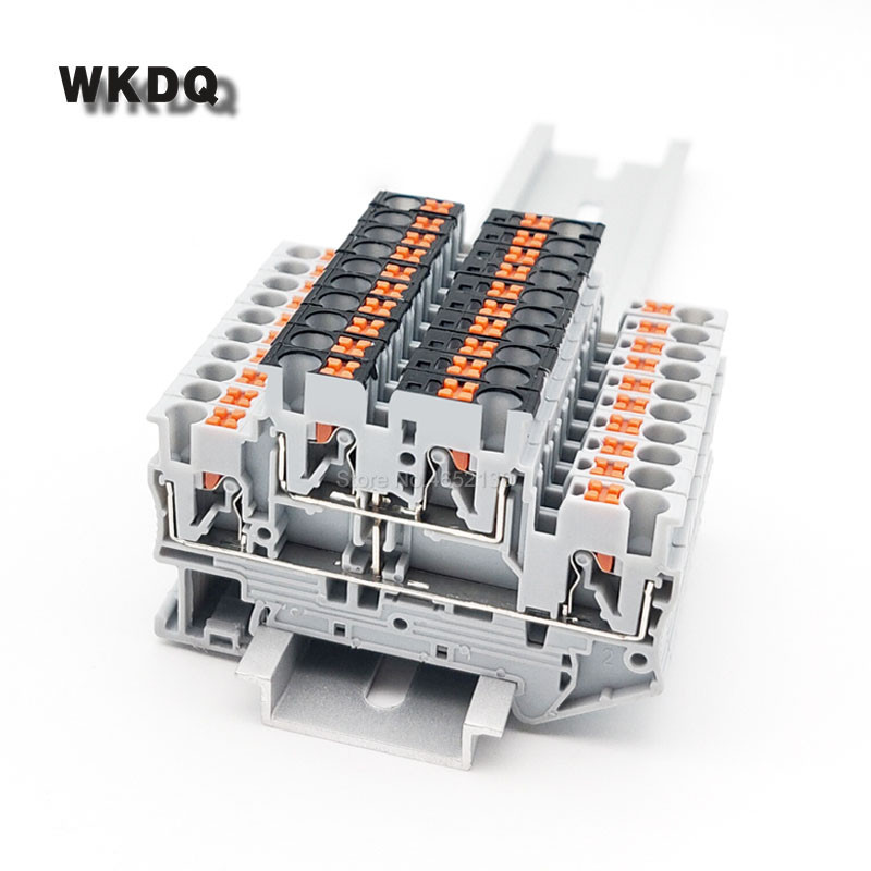 5Pcs PTTB2.5-PV Push-In Connect Dvostruka razina ekvipotencijalne spojne žice Električna konektorska traka Din Rail Terminalni blok PTTB 2.5