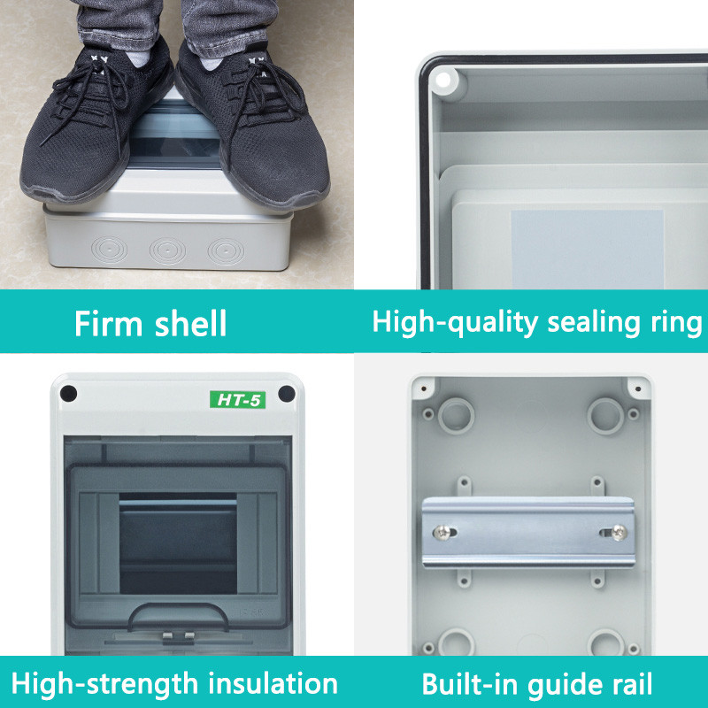 HT-5/8/12/15/18/24 plastmasas sadales kārba ūdensnecaurlaidīga MCB kastes paneļa uzstādīšanas sadales kārba ūdensnecaurlaidīga sadales kārba