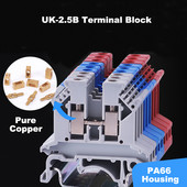 25Pcs Terminal Block UK2.5B Din Rail Tip vijka Bornier Električna žica Kabelski konektor Čisti bakar Morsettiera 32A 2.5mm2 14AWG