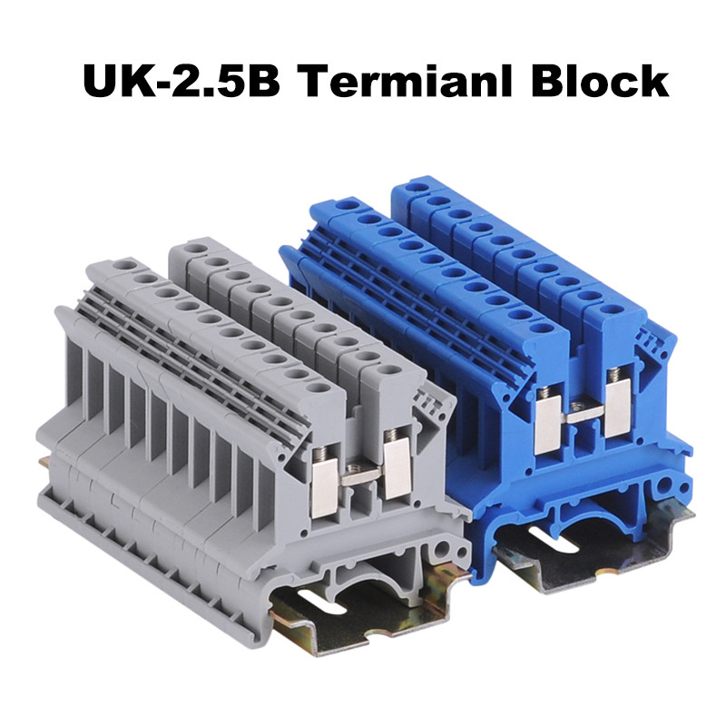 25Pcs Terminal Block UK2.5B Din Rail Tip vijka Bornier Električna žica Kabelski konektor Čisti bakar Morsettiera 32A 2.5mm2 14AWG