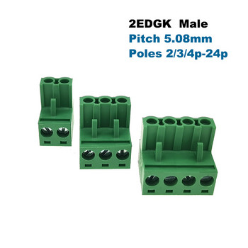 10Pcs Plug-in PCB Винт Клемен блок Стъпка на съединителя 5,08 мм 2EDGK/KA мъжки 2/3/4/5/6/7/8/9/10P Morsettiera Pluggable Bornier