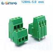 50gab 5.0mm KF128L 128H 128HH 2P3P Zems Vidēji Augsts Profils 0.197" DG500A/MKKDS1.5/EK500V4L Rohs CE PCB Skrūvējamo vadu spaiļu bloks