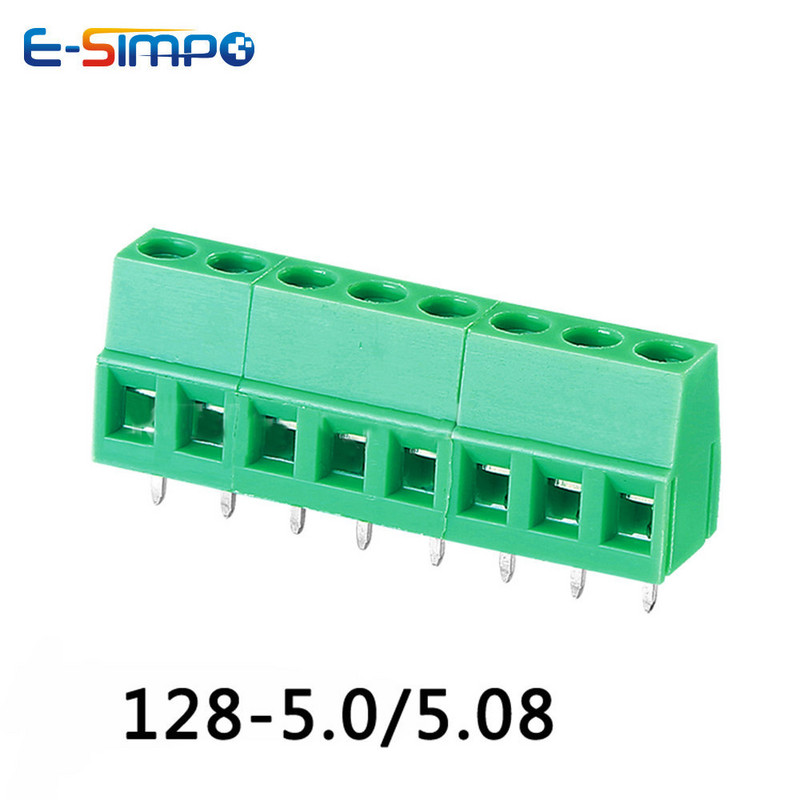 50gab 5.0mm KF128L 128H 128HH 2P3P Zems Vidēji Augsts Profils 0.197" DG500A/MKKDS1.5/EK500V4L Rohs CE PCB Skrūvējamo vadu spaiļu bloks