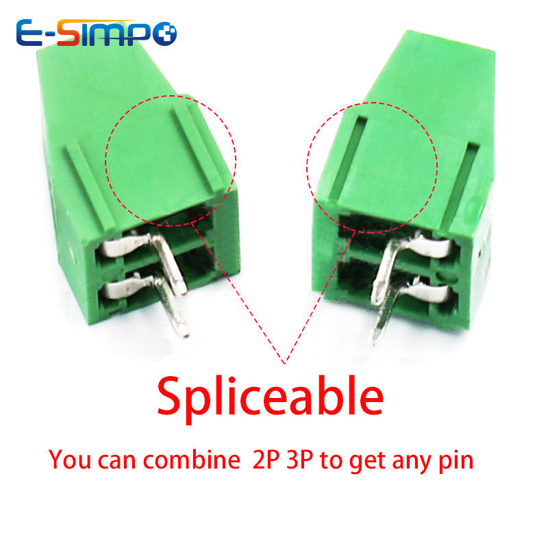 50gab 5.0mm KF128L 128H 128HH 2P3P Zems Vidēji Augsts Profils 0.197" DG500A/MKKDS1.5/EK500V4L Rohs CE PCB Skrūvējamo vadu spaiļu bloks