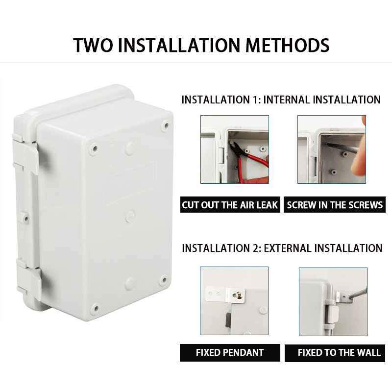 Väliselektriline harukarp Suletud lüliti toitekarp veekindel ABS-plastist korpus poltidega elektrijaotuskarbiga