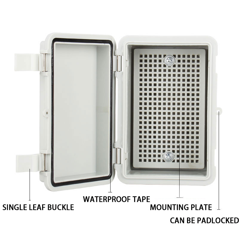 Väliselektriline harukarp Suletud lüliti toitekarp veekindel ABS-plastist korpus poltidega elektrijaotuskarbiga