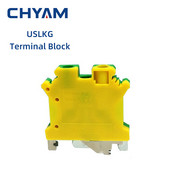 USLKG sērijas Apvienotās Karalistes dzeltenzaļš zemējuma spaiļu bloks DIN sliedes montāžas universālais vadu savienojums Misiņš