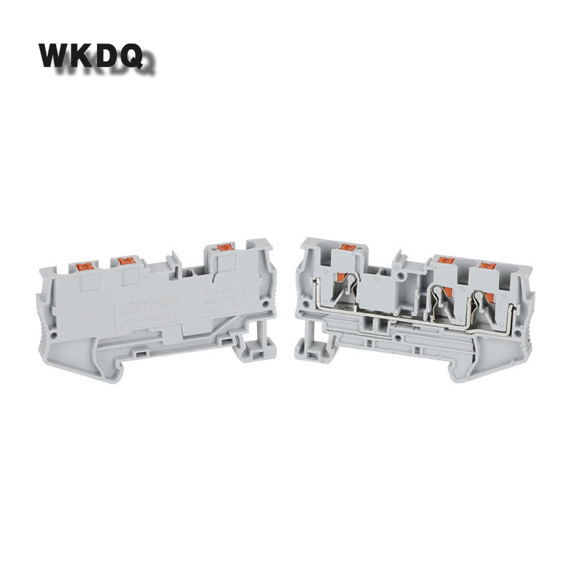 PT4-TW 10 gab. Iespiežamās caurlaides 3 vadu spraudkontaktu spailes PT 4 divvadu elektriskais savienotājs Din sliedes spaiļu bloks PT 4-TW