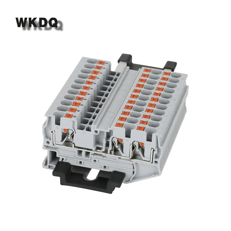 PT4-TW 10 gab. Iespiežamās caurlaides 3 vadu spraudkontaktu spailes PT 4 divvadu elektriskais savienotājs Din sliedes spaiļu bloks PT 4-TW