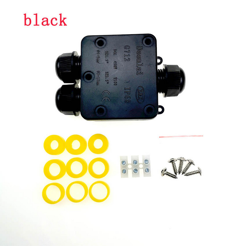 Trīsceļu ūdensnecaurlaidīga savienojuma kārba IP68 4/5/6 kontaktu 4–14 mm elektrisko kabeļu vadu savienotāji 24A 450V ārējā elektriskā sadales kārba
