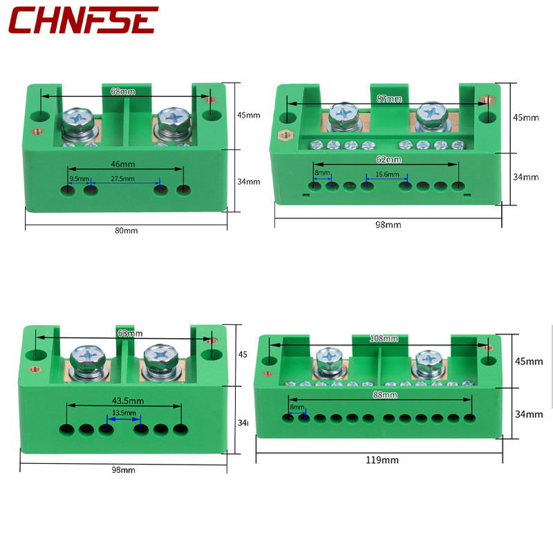 Ühefaasiline 2-sisene 4 / 6 / 8 / 12 väljuv klemmikarp majapidamise jaotuskarbi ühenduskarbi klemmiplokk 220 V