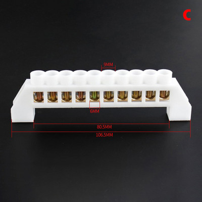 1PC Bridge Design Zero Line Bijela 5P 7P 10P Vijak Mesing Bakrena traka za uzemljenje Terminalni blok Konektor Uzemljenje i neutralni