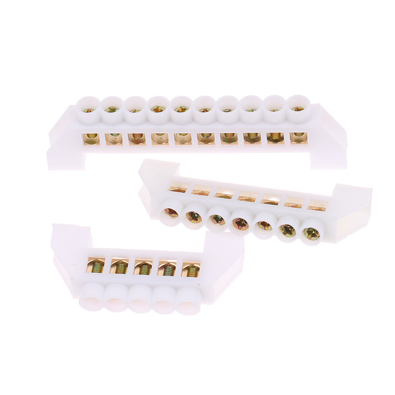1PC Bridge Design Zero Line Bijela 5P 7P 10P Vijak Mesing Bakrena traka za uzemljenje Terminalni blok Konektor Uzemljenje i neutralni
