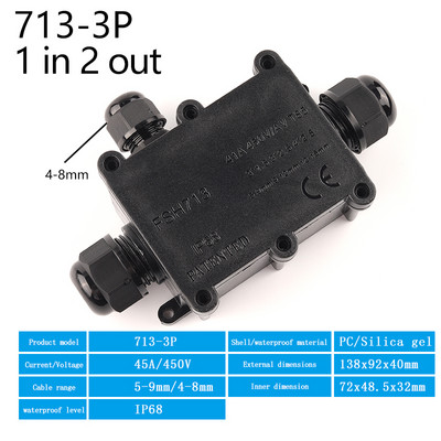 IP68 Водоустойчива съединителна кутия Външна 2/3/4/5/6 щифтова пластмасова кутия за електрическа разклонителна кутия с конектор за кабелни кабели