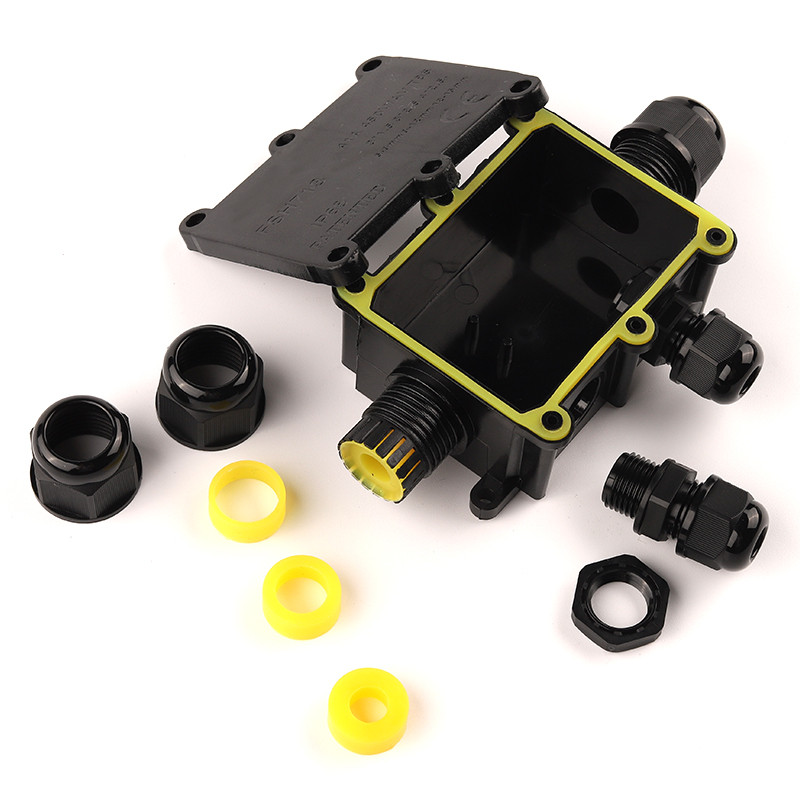 IP68 veekindel jaotuskarp välistingimustes 2/3/4/5/6 kontaktiga plastist elektrilise harukarbi ümbris koos kaabeljuhtme klemmi pistikuga