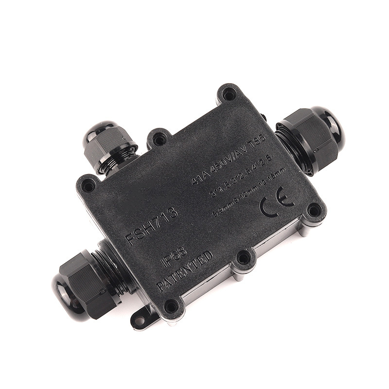 IP68 veekindel jaotuskarp välistingimustes 2/3/4/5/6 kontaktiga plastist elektrilise harukarbi ümbris koos kaabeljuhtme klemmi pistikuga