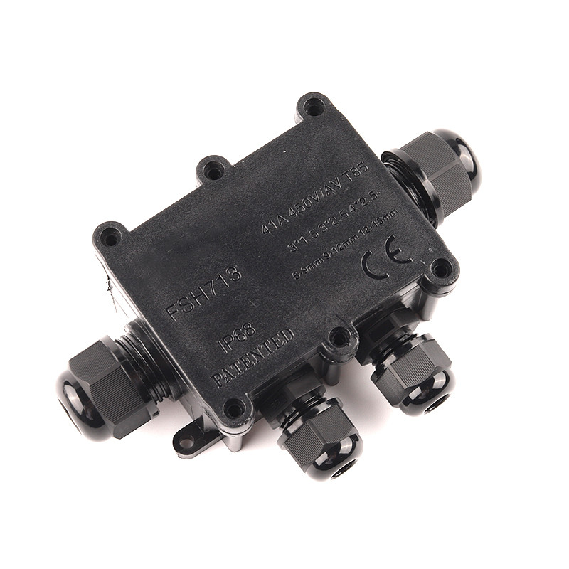 IP68 veekindel jaotuskarp välistingimustes 2/3/4/5/6 kontaktiga plastist elektrilise harukarbi ümbris koos kaabeljuhtme klemmi pistikuga