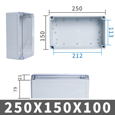 Vandeniui atspari jungiamoji dėžutė IP67 lauko elektros dėžutės permatomas dangtelis ABS plastiko sandari dėžutė vandeniui atspari dėžutės prietaisų dėžutė