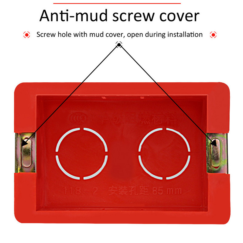 118 Vrsta PC Materijal Tamna kutija Kazeta za ugradnju Prekidač Kutija za utičnice 99*64*50 mm za 99*64 mm Standardna kutija za prekidače i utičnice, crvena