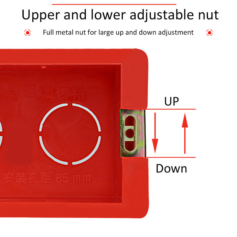 118 Vrsta PC Materijal Tamna kutija Kazeta za ugradnju Prekidač Kutija za utičnice 99*64*50 mm za 99*64 mm Standardna kutija za prekidače i utičnice, crvena