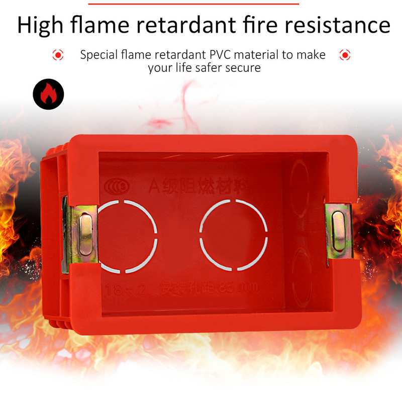 118 Vrsta PC Materijal Tamna kutija Kazeta za ugradnju Prekidač Kutija za utičnice 99*64*50 mm za 99*64 mm Standardna kutija za prekidače i utičnice, crvena