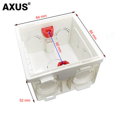 AXUS Junction Регулируема монтажна кутия Вътрешна касета 86mm*83mm*50mm За 86 тип сензорен превключвател и USB гнездо Окабеляване Задна кутия