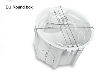 1 бр. Стандартна стенна кръгла монтажна кутия на ЕС Вътрешна кутия за окабеляване на касета Бяла задна кутия за превключвател и контакт на ЕС