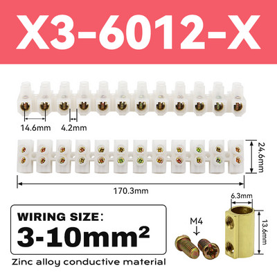 1PCS električni konektor dvoredni 12 pozicija 3-60A terminalni blok za žičani konektor terminalni blok vijčani terminalni blok
