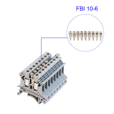 Αξεσουάρ μπλοκ ακροδεκτών τύπου FBI 10-6 Fixed Bridge UK για μπλοκ σιδηροδρομικών τερματικών UK2.5B UK5N UDK-4 UK5-TWIN UKKB5 UKK5 DIN