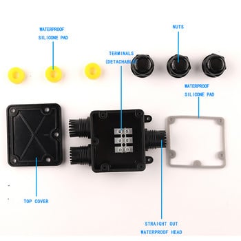 2/3-посочен електрически външен водоустойчив конектор за кабелен проводник IP68 41A/450V разклонителна кутия с клема за аксесоари за осветление