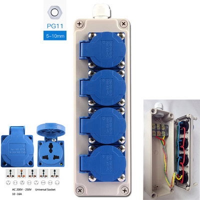 IP65 Vodootporna razvodna kutija za kabele 80*250*70 mm dva u šest izlaza s UK2.5B stezaljkama na din šinu