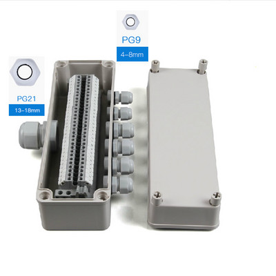 IP65 Vodootporna razvodna kutija za kabele 80*250*70 mm dva u šest izlaza s UK2.5B stezaljkama na din šinu