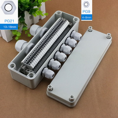 IP65 Vodootporna razvodna kutija za kabele 80*250*70 mm dva u šest izlaza s UK2.5B stezaljkama na din šinu