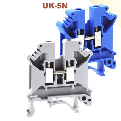 10Pcs UK5N Din Rail Universal Terminal Blocks Bornier Screw Type Ηλεκτρικά Τερματικά καλωδίων Μπλοκ σύνδεσμος Brass Morsettiera 4mm