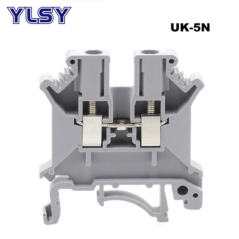 10Pcs UK5N Din Rail Univerzalni blokovi stezaljki Bornier Vijčani tip Stezaljke električne žice Blok konektor Mesing Morsettiera 4 mm