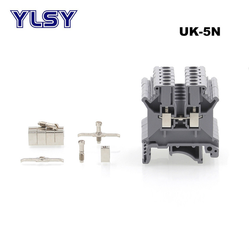 10Pcs UK5N Din Rail Univerzalni blokovi stezaljki Bornier Vijčani tip Stezaljke električne žice Blok konektor Mesing Morsettiera 4 mm