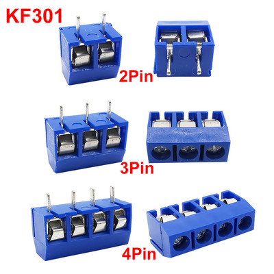 5-50 τεμ. KF301-2P KF301-3P 5 χιλιοστά PCB Βίδα ακροδέκτη KF301 2 ακίδων 3 ακίδων Σύνδεσμος καλωδίου ευθεία βελόνα μπλε